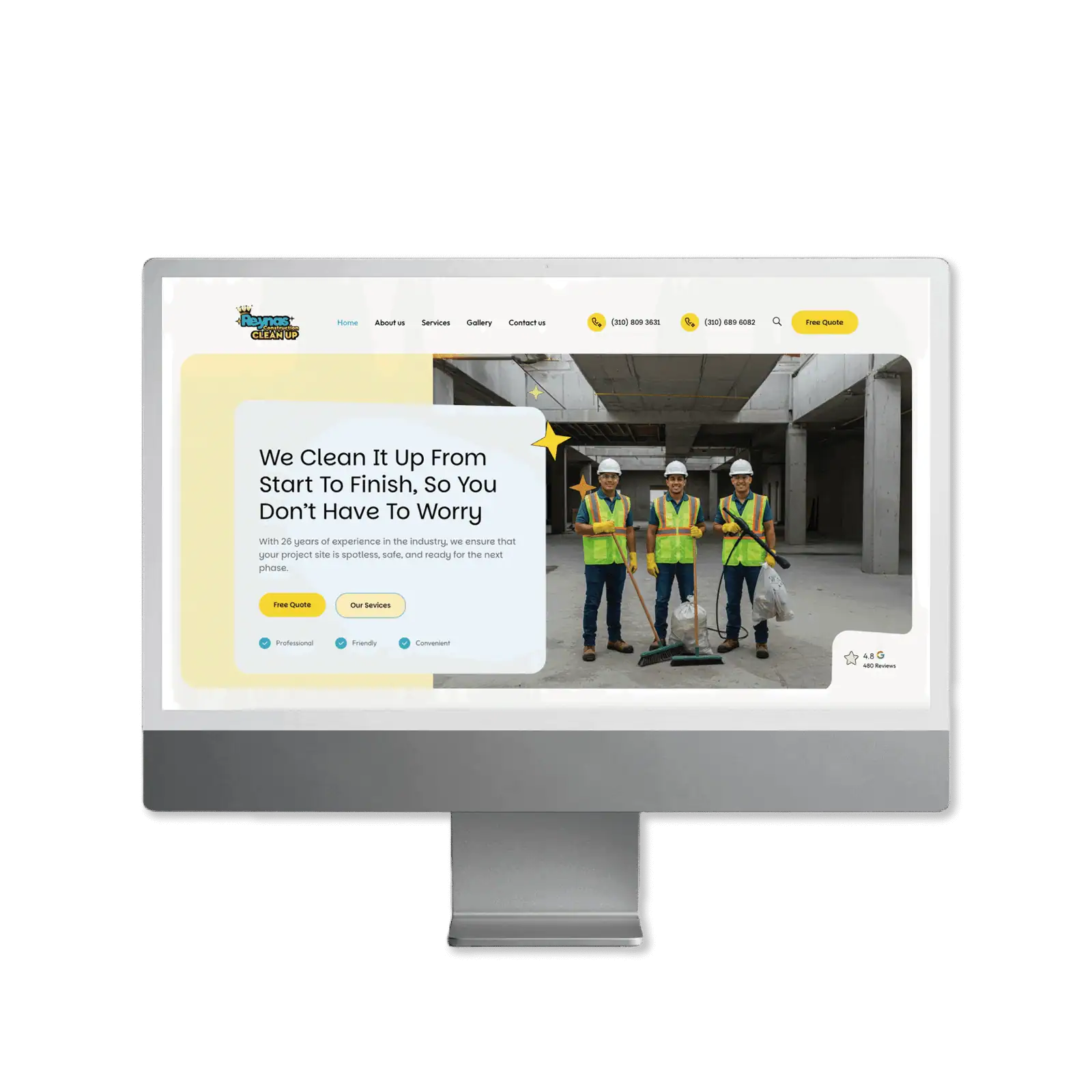 A team of tradesmen in safety gear working on a building site in California.